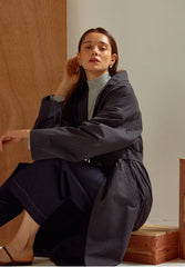 Structured Linen Blazer Coat for Women with Waist Belt and Oversized Fit – Button-Up Outerwear