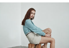 Tailored Linen Mini Skirt with Streamlined Silhouette and Belt Loops for Modern Versatility