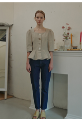 Straight-Leg Mid-Rise Jean Pants in Pure Cotton Denim