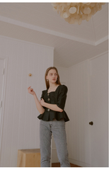 Straight-Leg Mid-Rise Jean Pants in Pure Cotton Denim