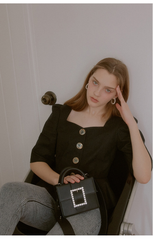 Tailored Linen Blouse With Puff Sleeves and Sculpted Peplum Silhouette