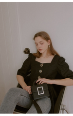 Tailored Linen Blouse With Puff Sleeves and Sculpted Peplum Silhouette