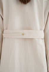 Structured Linen Blend Coat Dress with Button Front, Defined Collar, and Side Slits