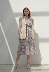 Relaxed Fit Linen Blazer for Women with Notch Lapel and Button Closure – Lightweight Outer Layer