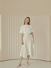 Cropped Linen Blouse With Elastic Hem And Short Sleeves For Refined Casual Styling