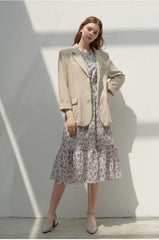 Relaxed Fit Linen Blazer for Women with Notch Lapel and Button Closure – Lightweight Outer Layer