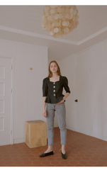 Straight-Leg Mid-Rise Jean Pants in Pure Cotton Denim