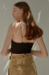 Sleeveless Linen Top for Women with Round Neck and Slim Fit Silhouette for Everyday Minimal Style