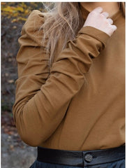 Long Sleeve Cotton Shirt With Puff Shoulder Detail And Slim Fit Silhouette