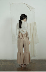 Tamara Linen Cotton Ruffle Pants