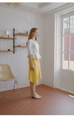 Linen Peplum Blouse With Square Neckline And Statement Buttons