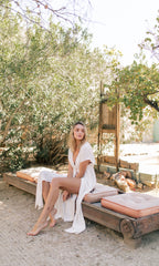 Linen Beach Cover-Up with Deep V-Neckline, Front Tie, and Side Slits