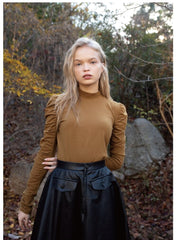 Long Sleeve Cotton Shirt With Puff Shoulder Detail And Slim Fit Silhouette