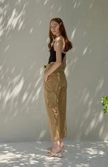 High-Waisted Wide Leg Linen Pants for Women with Tie-Belt Detail and Relaxed Fit for Everyday Style
