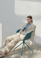 Tailored Linen Blazer for Women with Notch Lapel and Flap Pockets – Lightweight Formal Jacket