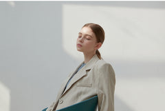 Tailored Linen Blazer for Women with Notch Lapel and Flap Pockets – Lightweight Formal Jacket