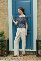 High-Waisted Wide Leg Linen Pants for Women with Tailored Pleats and Flattering Silhouett