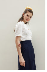 Linen Wrap Midi Skirt with High Waist and Front Pleat – Tailored Feminine Everyday Essential