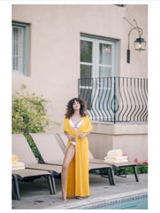 Linen Beach Cover-Up with Front Tie and Relaxed Silhouette for Effortless Layering