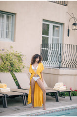 Linen Beach Cover-Up with Front Tie and Relaxed Silhouette for Effortless Layering