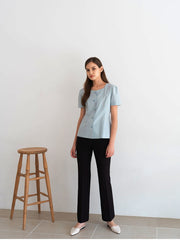 High-Waisted Linen Pants with Tailored Fit and Flared Hem for Effortless Everyday Elegance