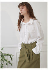 Oversized Linen Shirt with Dropped Shoulders and Button-Down Front for Relaxed Styling