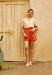 High-Waisted Linen Shorts for Women with Tailored Fit and Side Pockets – Lightweight Summer Wear