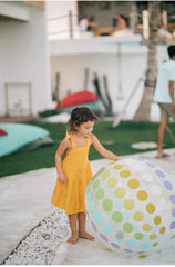 Tiered Linen Sundress with Shoulder Tie Straps and Square Neckline for Girls