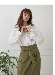 Oversized Linen Shirt with Dropped Shoulders and Button-Down Front for Relaxed Styling