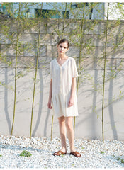 Relaxed Fit Linen Mini Dress with Button-Front Closure and Drop Waist for Effortless Style
