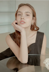 Sleeveless Cotton Poplin Mini Dress with Square Neckline and Flared A-Line Silhouette