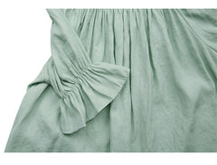 Off-Shoulder Linen Blouse for Women with Smocked Neckline and Puff Sleeves – Elegant Summer Top