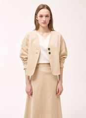 Structured Linen Blazer with Tailored Fit and Double Button Closure for Effortless Sophistication