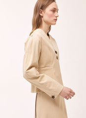 Structured Linen Blazer with Tailored Fit and Double Button Closure for Effortless Sophistication