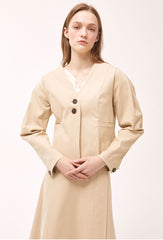 A-Line Linen Midi Skirt with Overlap Front and High Waist for Polished Everyday Elegance