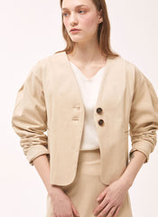 Structured Linen Blazer with Tailored Fit and Double Button Closure for Effortless Sophistication