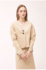 A-Line Linen Midi Skirt with Overlap Front and High Waist for Polished Everyday Elegance