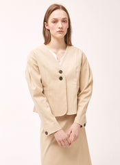 Structured Linen Blazer with Tailored Fit and Double Button Closure for Effortless Sophistication