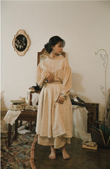 Vestido largo holgado de lino y algodón Tina