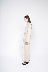 Tailored Linen Blend Blazer with Belted Waist and Wide Lapel – Lightweight Summer Outerwear
