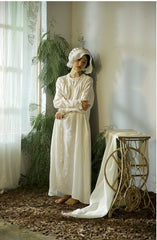 Vestido largo vintage de lino y algodón Tracy