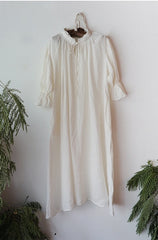 Vestido largo vintage Melissa de lino y algodón con mangas Marie