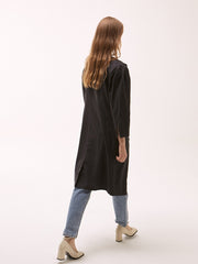 Chic Double-Breasted Linen Dress with Statement Collar and Puff Sleeves for Elegant Styling