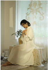 Melissa Linen Cotton Marie Sleeve Vintage Maxi Dress