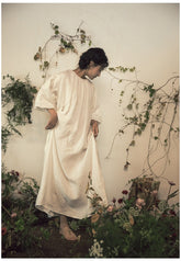 Vestido largo de lino y algodón de abril