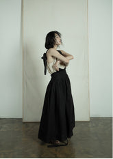 Falda larga cruzada de lino y algodón Patricia