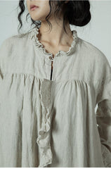 Vestido largo holgado de lino y algodón Grace