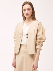 A-Line Linen Midi Skirt with Overlap Front and High Waist for Polished Everyday Elegance