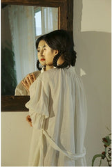 Vestido largo vintage Melissa de lino y algodón con mangas Marie