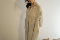 Vestido camisero midi de lino y algodón Caitlin